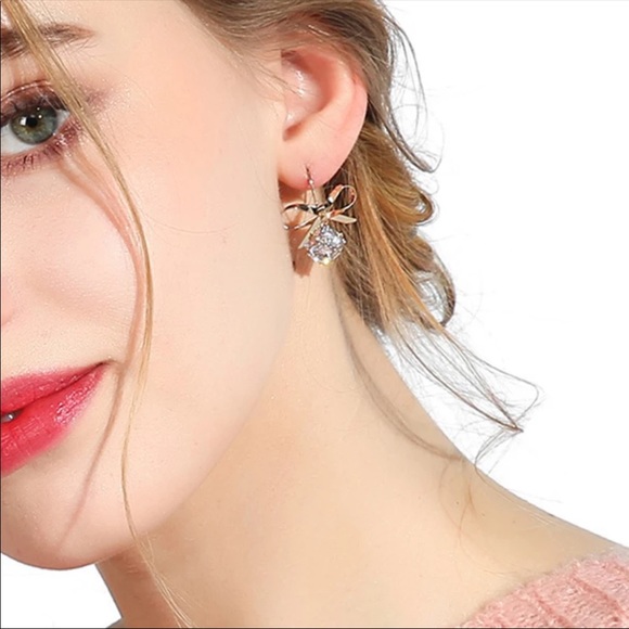 3/$30 Silver Bow Drop Earrings - Picture 3 of 8